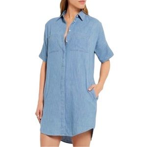 Madewell Linen Blend Chambray Shirt Dress